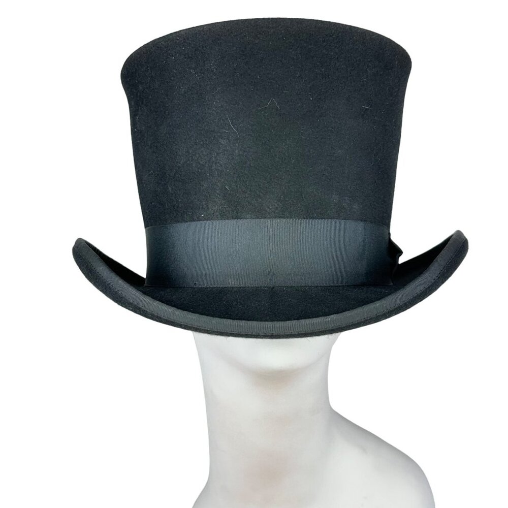 D Bar J Hat Co Beaver Fur Flair Top Hat Black Steampunk Victorian Goth Western
